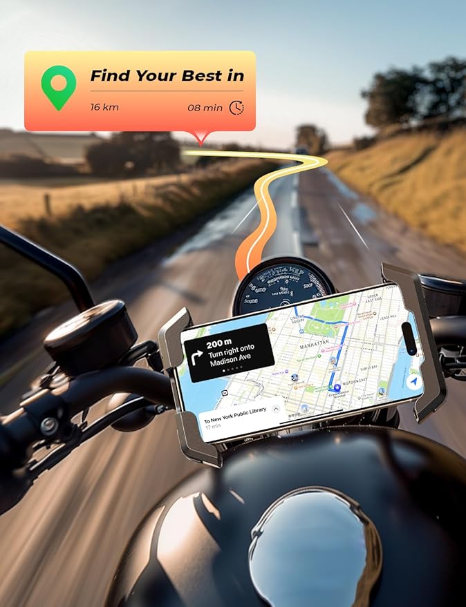 LISEN Bike Phone Holder with Vibration Dampener, [2025 Upgrade] Motorcycle Phone Mount, Bicycle Phone Holder, Handlebar Phone Mount, Dirt Bike Accessories, for iPhone Samsung Google Pixel, Red