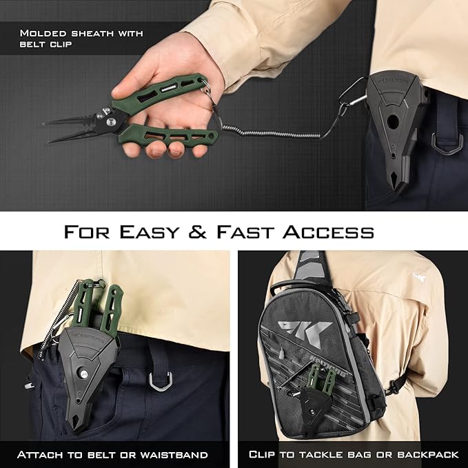 KastKing Cutthroat 7 inch Fishing Split Ring Pliers, 420 Stainless Steel Fishing Tools, Saltwater Resistant Fishing Gear, Tungsten Carbide Cutters