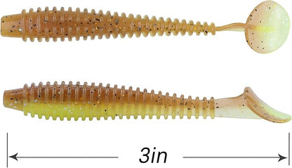 RUNCL Swimbaits Paddle 10/20/30/40PCS, 5/4/3/2 Inchs Paddle Tail, Soft Lure for Trout Crappie Bass, Durable Plastic Bait Swimmer for Saltwater/Freshwater, Fishing Lover's Gift