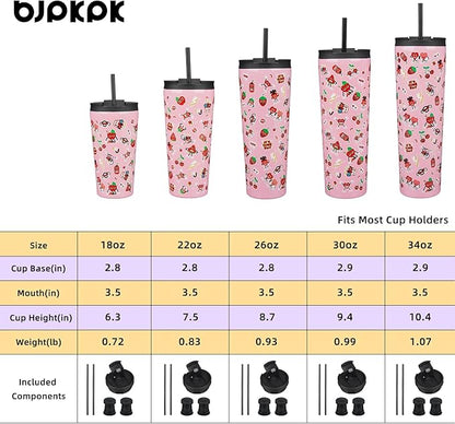 BJPKPK 26oz Stainless Steel Insulated Tumbler With lid And Straw Travel Coffee Thermal Tumblers Cup For Women And Men,Passionate Pink