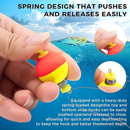 12 Pcs Fishing Bobbers, Weighted Fishing Bobbers for Fishing, Foam snap-on Fishing Bobbers Floats for Fishing Panfish Bass Bluegill