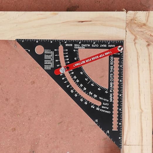VALICLUD Adjustable Woodworking Ruler Aluminum Alloy Multifunctional Carpenter Triangular Measuring Tool with Precision Angle Scale for Accurate Measuring and Layout