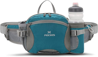 Peicees Hiking Fanny Pack Large Waist Bag for Men Women with Bottle Holder Water Resistant Lumbar Pack for Hiking Camping Fishing Outdoor (Bottle Not Included)