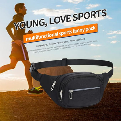 DAITET Crossbody Fanny Pack for Men&Women,Large Waist Bag & Hip Bum Bag with Adjustable Strap for Outdoors Workout Traveling Casual Running Hiking Cycling
