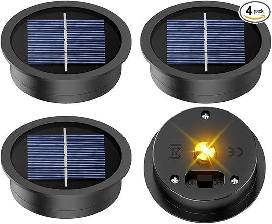 4 Pack Solar Light Replacement Top, 2.76 Inch Waterproof Solar Lantern Light Parts for Outdoor Garden, Pathway, Yard Lights & Decor (Fits Lanterns with 2.36 to 2.76 Inch Openings)