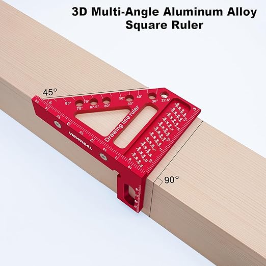 Premium Carpenter Square Hole Scribing Ruler Woodworking Square 22.5-90 Degree Measuring Ruler with Angle Pin,Versatile Multi Angle Square for Woodworking, Engineering, and Construction