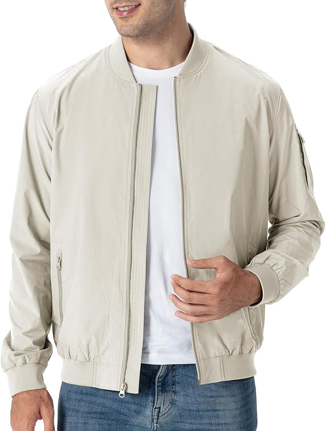 TBMPOY Men's Lightweight Bomber Jackets Light Windbreaker Casual Stylish Fall Golf Zip Up Dress Business Varsity