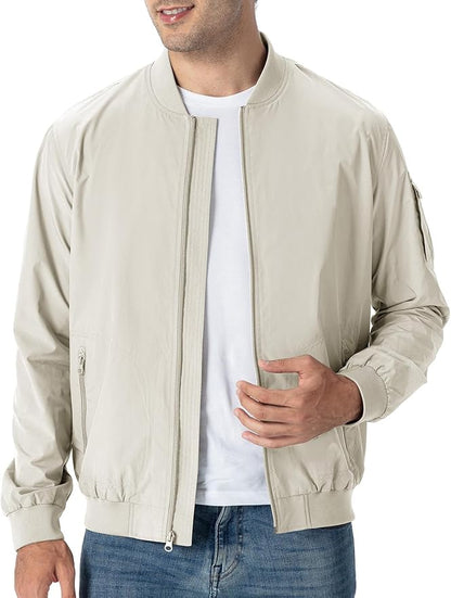 TBMPOY Men's Lightweight Bomber Jackets Light Windbreaker Casual Stylish Fall Golf Zip Up Dress Business Varsity