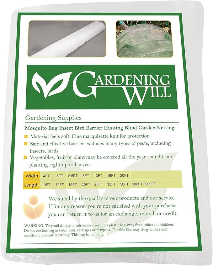 30x25Ft Mosquito Bug Insect Bird Fine Mesh Net Barrier Hunting Blind Garden Screen Netting for Protect Your Plant Fruits Flower