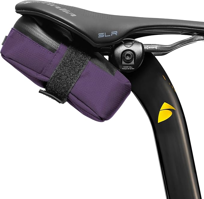 ALMSTHRE Signature Bike Saddle Bag – Violet | 0.5L Bike Seat Bag (3" x 5.25" x 2") | Water-Resistant Ripstop, Waterproof Zipper, Internal Pocket | Durable Under Seat Storage