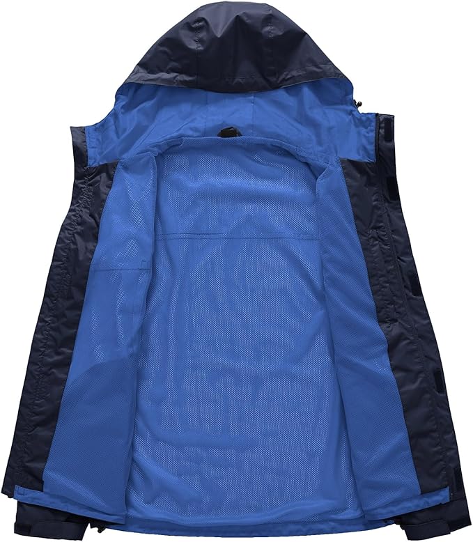 TBMPOY Men's Lightweight Rain Jackets Waterproof Raincoat with Hood Running Cycling Hiking Outdoor Windbreaker