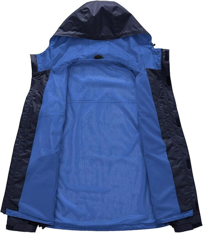 TBMPOY Men's Lightweight Rain Jackets Waterproof Raincoat with Hood Running Cycling Hiking Outdoor Windbreaker