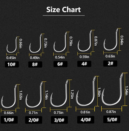 Dyxssm 150pcs/lot Circle Fishing Hooks Extra Strength Octopus Barb Fishing Hook with Offset Ponit