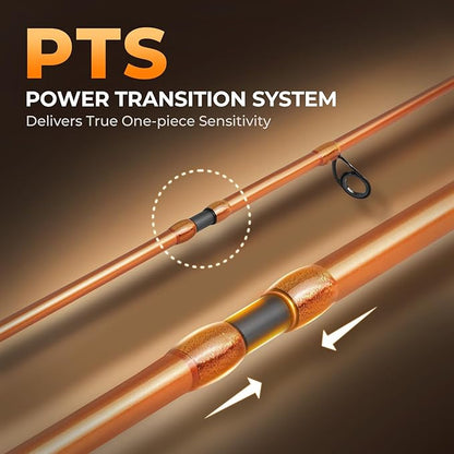 KastKing Lethal Blaze Twin-tip Fishing Rod and Reel Combo, Spinning & Baitcaster Combo, Flame Pattern Design, IM6 Graphite 2Pc Rod with Backup Tip Section, Stainless-Steel Guides, EVA Handle