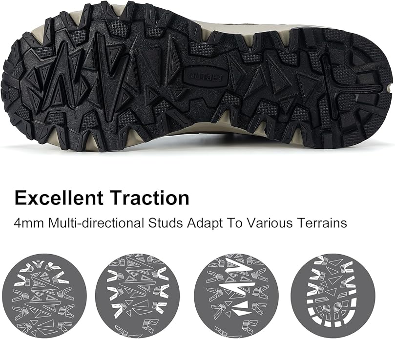 Men's Waterproof Hiking Boots Lightweight Comfortable Breathable Outdoor All-Terrain Trekking Ankle Boots