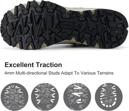 Men's Waterproof Hiking Boots Lightweight Comfortable Breathable Outdoor All-Terrain Trekking Ankle Boots