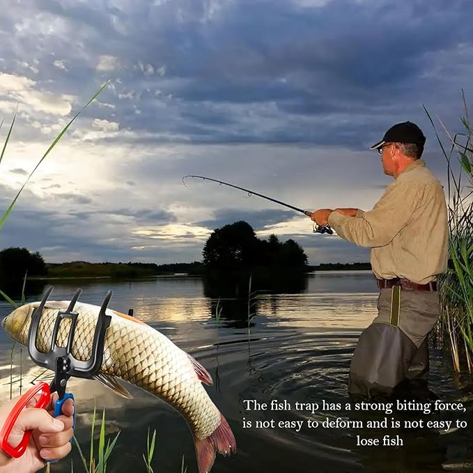 2 PCS Fish Gripper, 3 Claw Fish Grippers for Fishing Pliers, Metal Control, Multi 3 Teeth Clamp Claw Grabber Tool for Most Freshwater Hook Remover, Tackle Holder