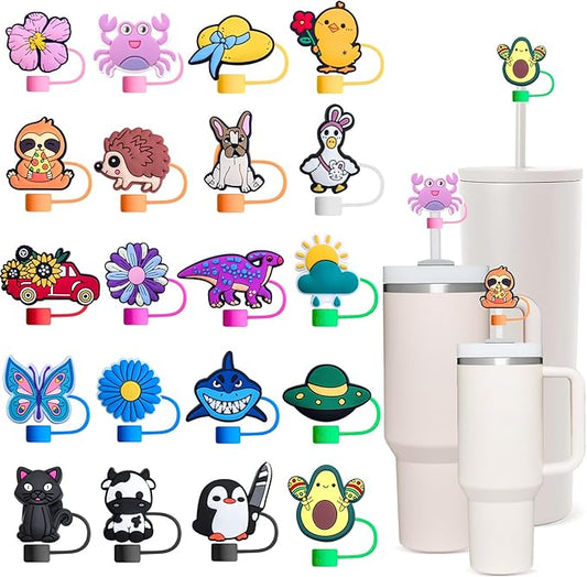 Stanley Cup Accessories Set Including 20 Pcs Straw Cover Cap for 9-10 mm Straws, Cute Drinking Straw Plugs for Stanley 40oz & 30oz Tumbler Cups