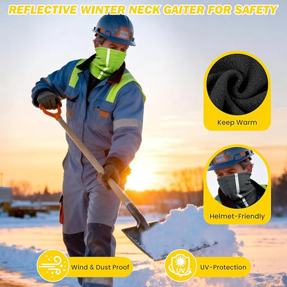 Winter Neck Warmer Gaiter for Men: 4 Pack Reflective Face Mask Cover Hi Vis Balaclava for Outdoor Work Sports Safety