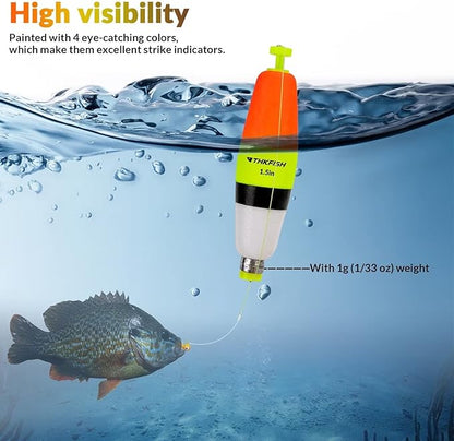 THKFISH Fishing Bobbers 5PCS EVA Foam Round Floats Red/Green Snap-On Spring Fishing Buoy Accessories for Freshwater Saltwater