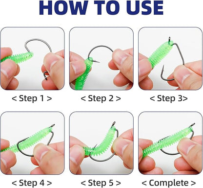 UCEC Fishing Hooks, 140PCS/ 100PCS/ 60PCS EWG Offset Worm Hooks Bass Hooks Wide Gap 2X Strong Senko Bait Texas Rig Jig Fish Hooks for Bass Trout Saltwater Freshwater Size:#4#2#1 1/0 2/0 3/0 4/0 5/0