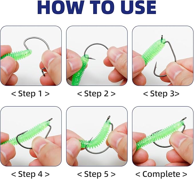 UCEC Fishing Hooks, 140PCS/ 100PCS/ 60PCS EWG Offset Worm Hooks Bass Hooks Wide Gap 2X Strong Senko Bait Texas Rig Jig Fish Hooks for Bass Trout Saltwater Freshwater Size:#4#2#1 1/0 2/0 3/0 4/0 5/0