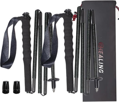 High Strength 5-Section Foldable Carbon Fiber Trekking Poles - 115g/125g/130g, Compact Hiking Staff for Men & Women, Ideal for Hiking, Trekking, Mountaineering & Backpacking
