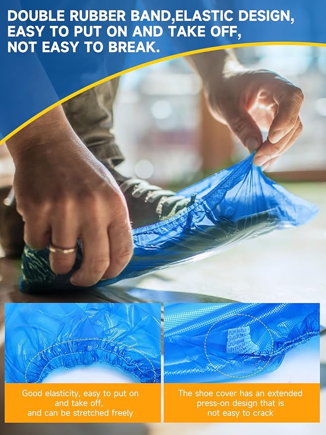 Shoe Covers Disposable Non Slip Pack of 300 (150 Pairs): TOOSOFt Blue Plastic Booties for Shoes Covers - Extra Large Foot Booties Disposable Waterproof Indoors,fits up to Size 11 US Men and 13 Women