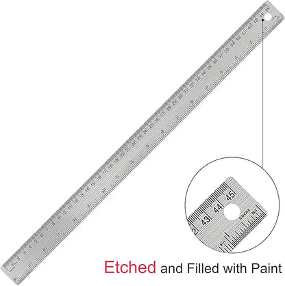 Metal Ruler With Cork Backing: 10 PCS 18 Inch Stainless Steel Non-Slip Rulers With Inch and Centimeters