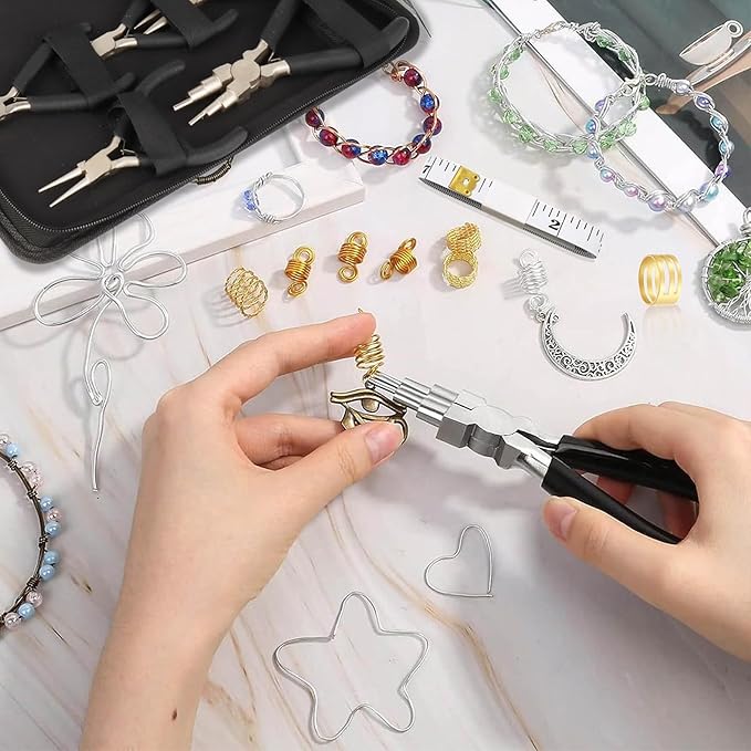 10 Pack Jewelry Pliers Set, Mini Pliers Set, Jewelry Making Include Flat, Jewelry Tools, Needle, Round, Bending Linesman, Applicable to Handicrafts, Earring Making, Repairing