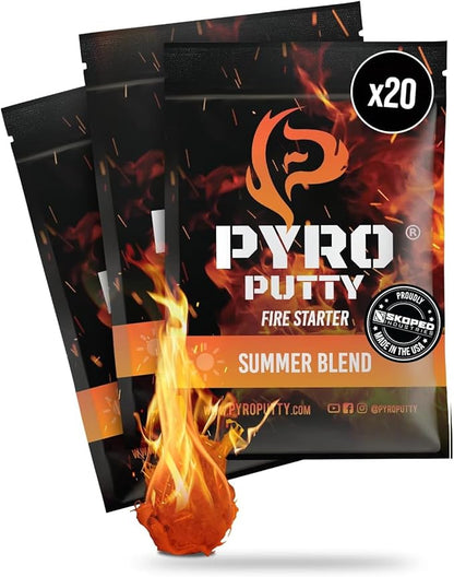 Phone Skope Pyro Putty: Single Use Waterproof Survival Fire Starter, 20 or 50 ct Foil Packs, Easy Tear, Easy Ignite, Fire Starters for Campfires