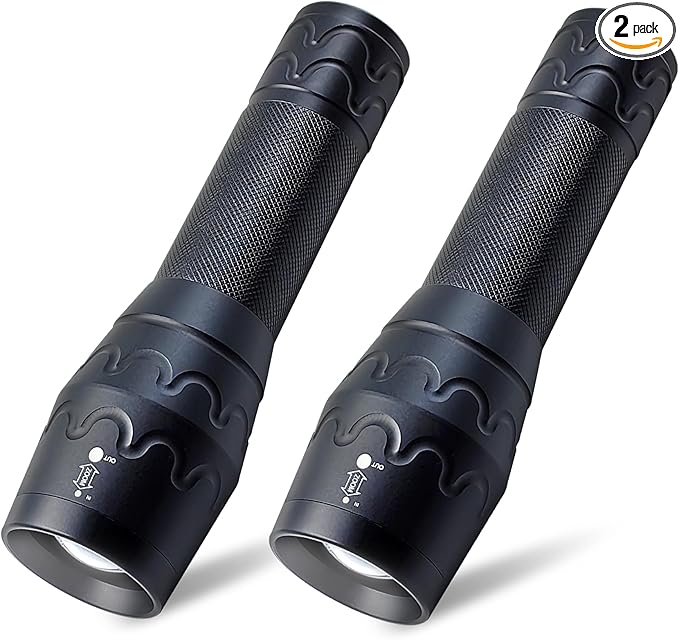 Military Grade Single Mode 3000 Lumens Tactical LED Waterproof Handheld Flashlight,2-Pack