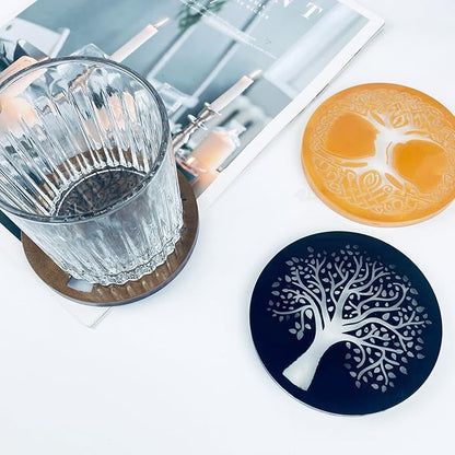 2pcs Tree of Life Coaster Silicone Molds, Tree of Life Epoxy Resin Casting Mold for Drink Coasters, Cup Mats, Home Decor, Handmade Crafts