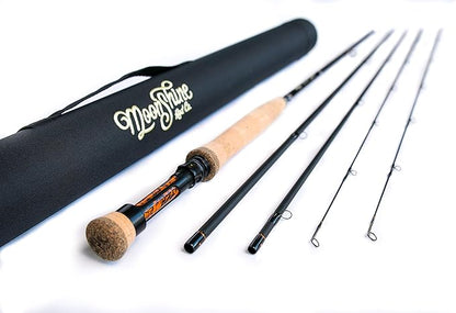 Moonshine Rod Co. Fly Fishing Rod with Carrying Case and Extra Rod Tip Section, Slow-Medium-Fast Action