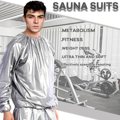 Sauna Suit, Lightweight Sauna Sweat Suit, Anti Rip Sweats Suit for Men Women, Gym Fitness Workout Suits Top Pants