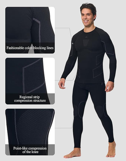 Pioneer Camp Thermal Underwear for Men Long Johns Quick Drying Top and Bottom Set Warm Base Layer Mens Cold Weather Skiing