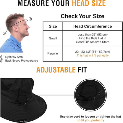 GearTOP Safari Hat for Men Sun Hats for Women UV Protection UPF 50+ Fishing, Gardening, Hiking Hat (22-23 1/2")