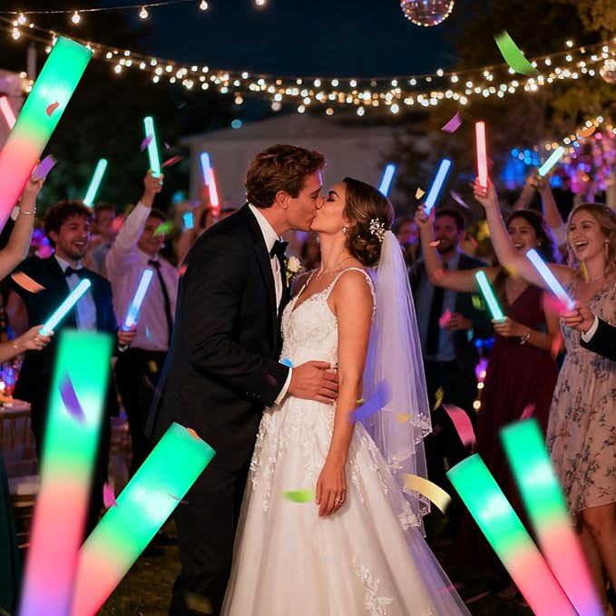 30 PCS Foam Glow Sticks, Colorful Foam Light Up Sticks for Party Supplies with 3 Flashing Modes, Long-Lasting Led Glow Stick Bulk for Birthday, Wedding, Carnival, Concert