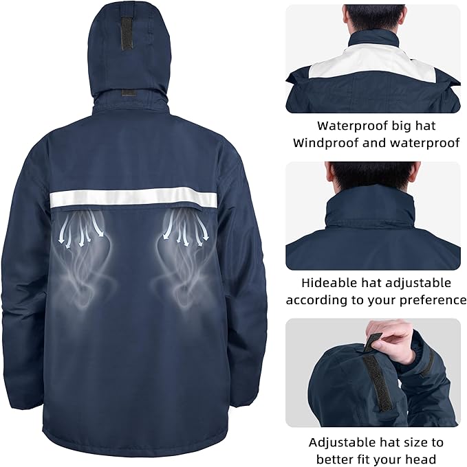 Coralrain Rain Suit Safety Waterproof Rain Jacket and Trouser Suit Raincoat With Hood lining For Men Women Adults Breathable