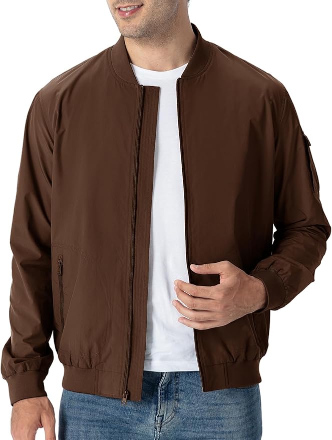 TBMPOY Men's Lightweight Bomber Jackets Light Windbreaker Casual Stylish Fall Golf Zip Up Dress Business Varsity