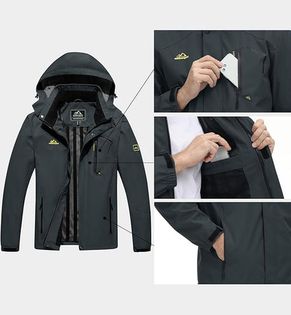 MAGCOMSEN Men's Lightweight Windbreaker Rain Jacket Raincoat with Detachable Hood for Hiking Fishing Activewear