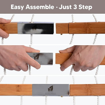 SUNCREAT Hammocks 14 FT Quick Dry Hammock Double Size with Spreader Bar, 2 Person Hammock for Outdoor Patio Yard Poolside, 450 lbs Capacity, Light Gray