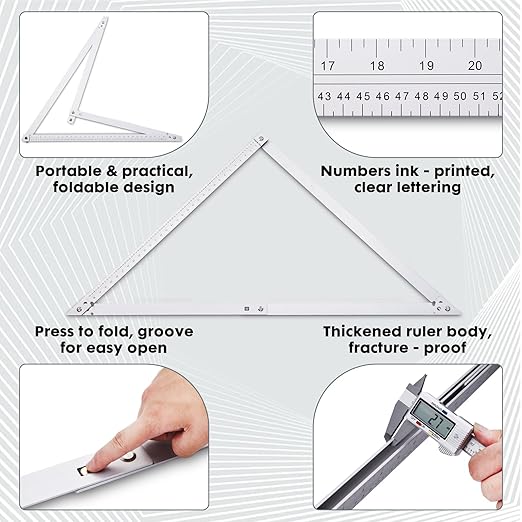 36 Aluminum Combination Square Carpenter Tools | Adjustable 45° & 90° Angles for Framing/Roofing/Staircases | Professional Woodworking & Construction Triangle Ruler Tool