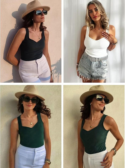 WOWENY Sleeveless Thermal Fleece Tank Top for Women Sweetheart Neck Camisole Warm Base Layer Cami Vest Underwear Tops