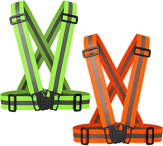 Reflective Safety Vest 2pcs - High Visibility Vest Adjustable Straps for Outdoor Jogging, Cycling,Walking,Workers