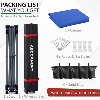 ABCCANOPY Outdoor Pop up Canopy Tent, 8x8 Instant Portable Canopy for Camping, Beach, Backyard, Sapphire Blue