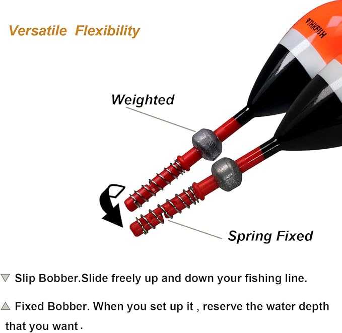 THKFISH Fishing Floats and Bobbers Balsa Wood Floats Spring Bobbers with Oval Slip Bobbers for Crappie Panfish Walleyes Fixed Bobber (1"X0.7"X6") (1.25"X0.75"X6") (2"X1.14"X5.86") 5pcs