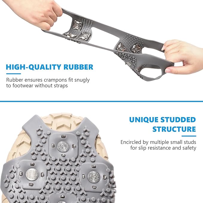 Crampons Anti-Slip Ice Cleats for Boots Shoes Shoe Spikes Snow Grips Cleats for Ice and Snow Anti-Slip Rubber Traction Cleats for Hiking Fishing Walking