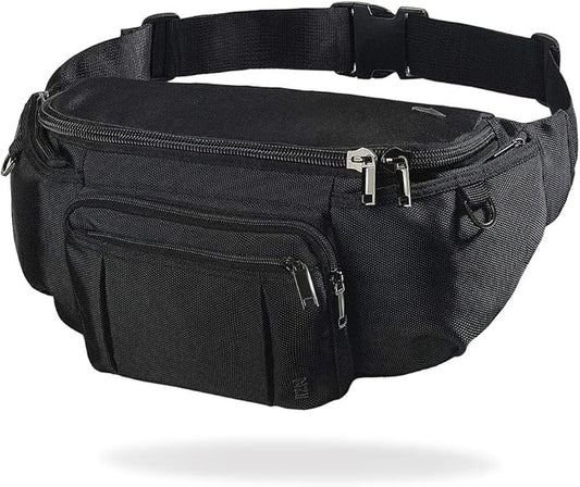 Sports Fanny Pack for Men Women, Outdoor Waist Pack Bag with 6 Zipper Pockets, Super Capacity Bum Bag with Adjustable Belt for Traveling Hiking Cycling Workout Casual
