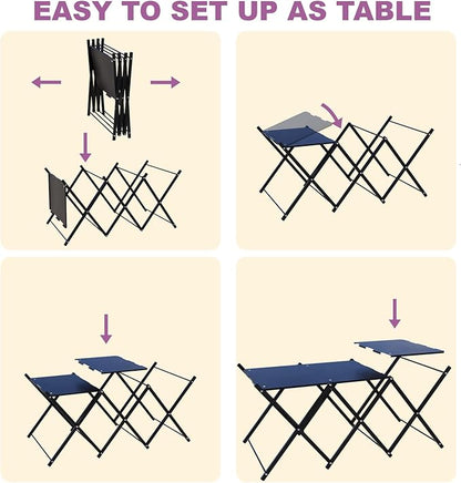 Folding Camping Table & Shelf, 2-in-1 Portable Aluminum Picnic Table and 3-Tier Storage Rack, Lightweight Low Table with Carrying Bag for Outdoor, Beach, Picnic, BBQ and Party